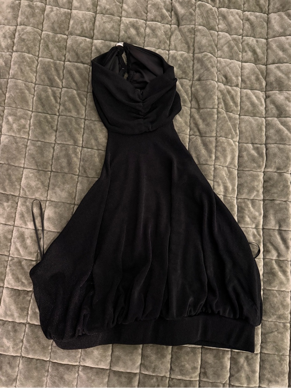 Black Halter Neck Bubble Hem Dress - Women